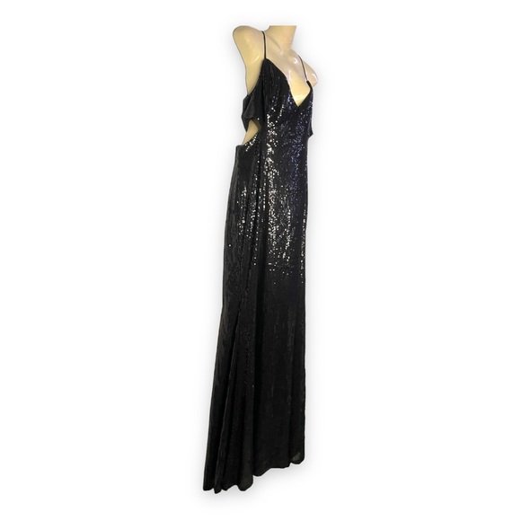 Lulus Black Sequined Dress Glamorous Affair Cutout XL Current Style - Picture 4 of 8